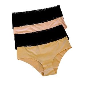 Flora Set Hipster Panties Polyester Spandex 2 black, 1 Cream/Beige,1 Blush XL